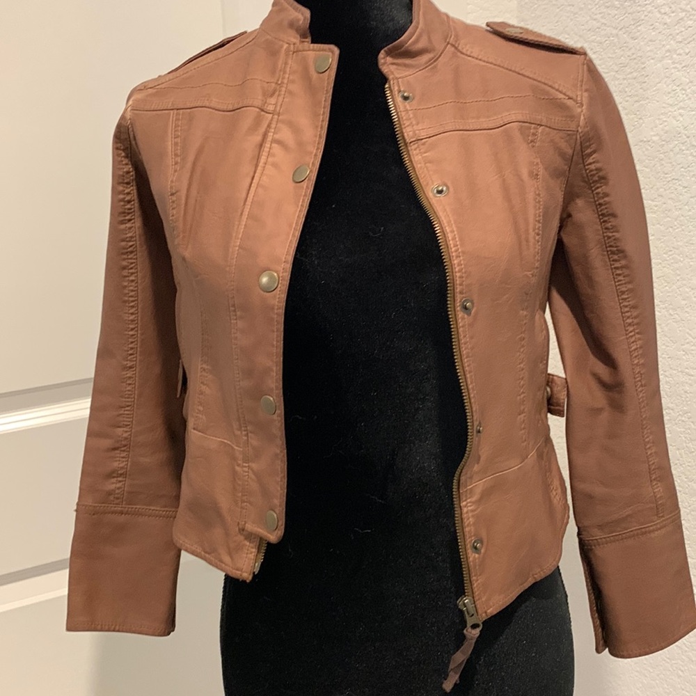 Anthropologie Brown Vegan Leather Jacket